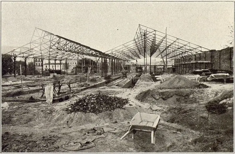 Construcción de las cocheras de Ventas