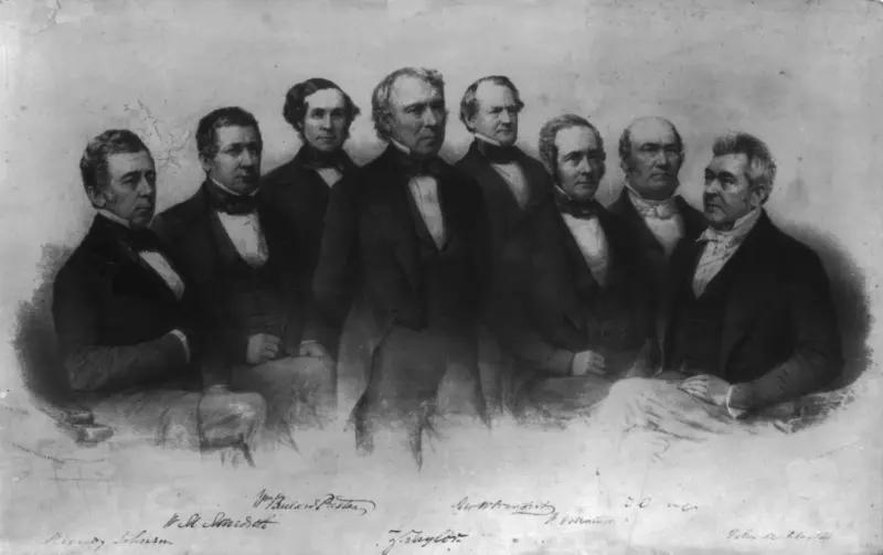 President Zachary Taylor standing in front of his Cabinet