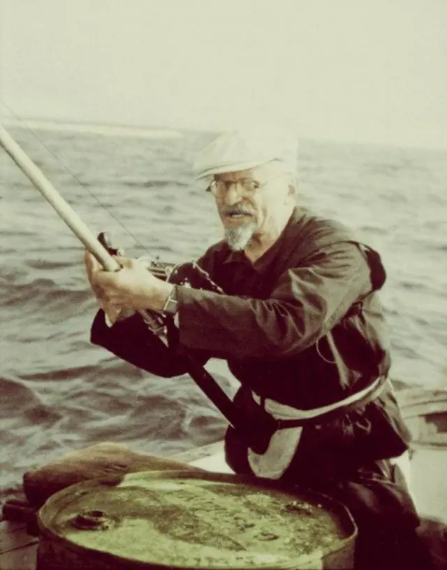 Leon Trotsky is fishing. Mexico.