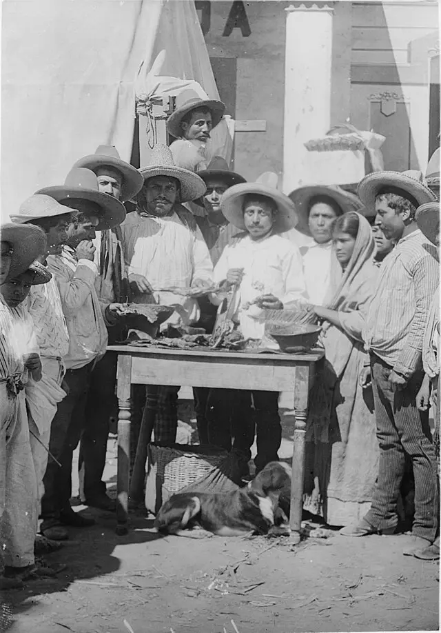 Vendedores de carne al aire libre