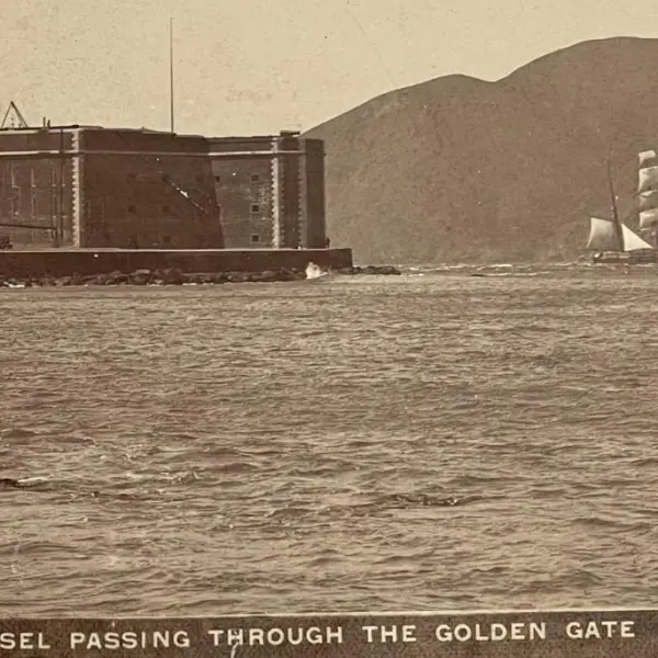 A vessel passing through the Golden Gate.