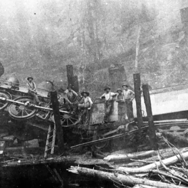 Pennsylvania Railroad locomotive wreck
