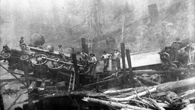 Pennsylvania Railroad locomotive wreck