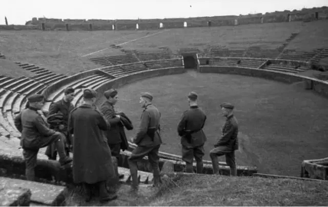 German soldiers visit an amphitheater