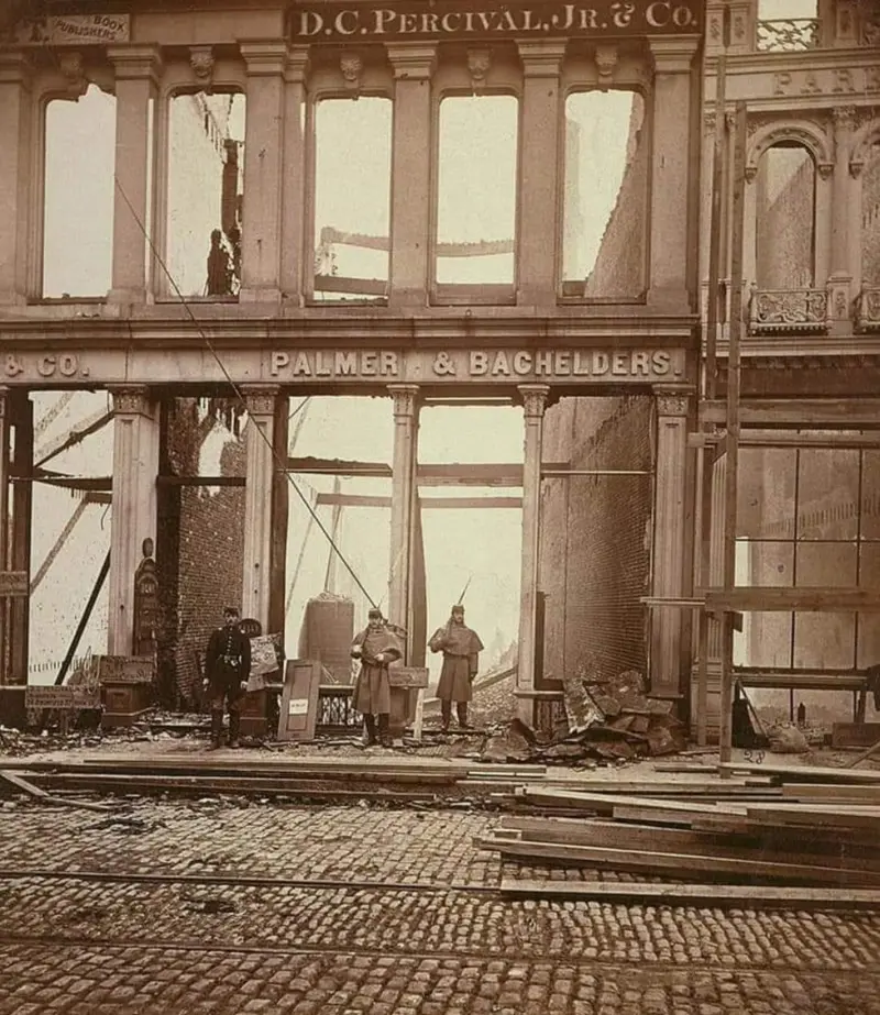 Washington Street tomada después del gran incendio de Boston