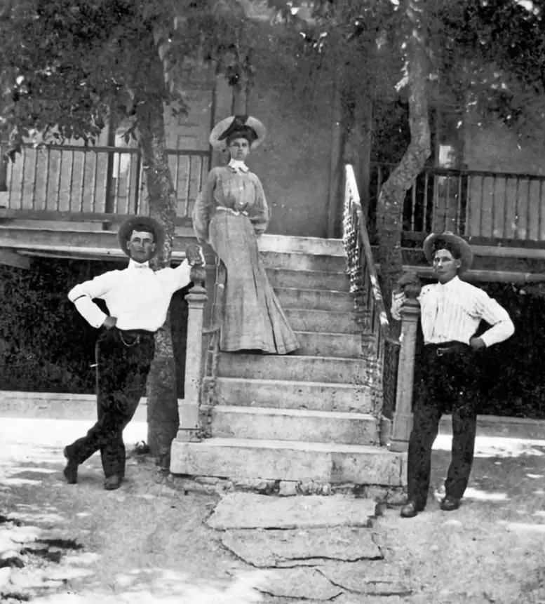 Lizzy Kieffer on stairway to front porch