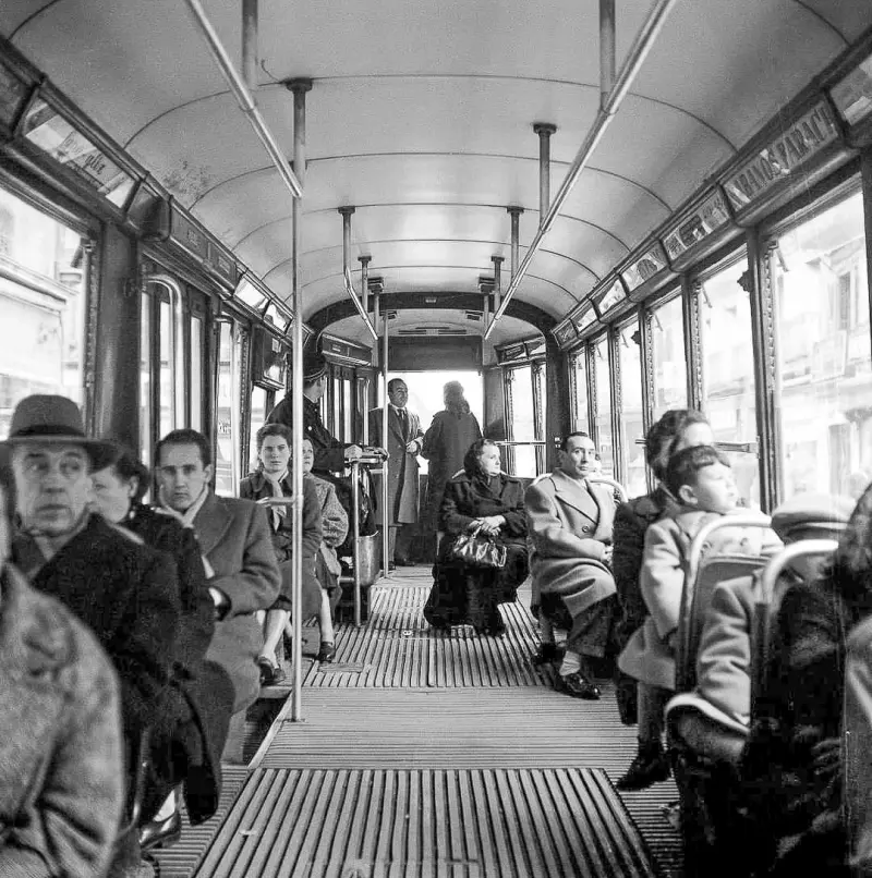 Interior de un tranvía de la linea 70