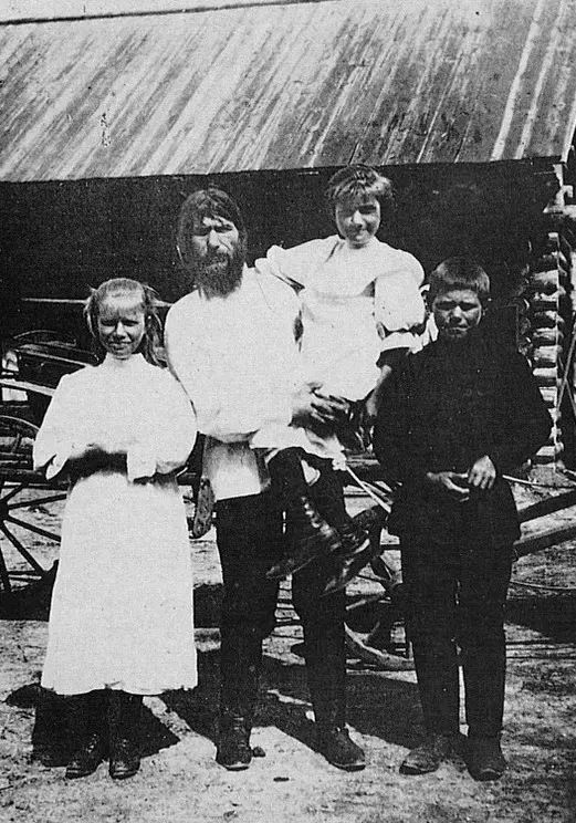 Rasputin and his three children, Matryona, Varvara and Dimitri.