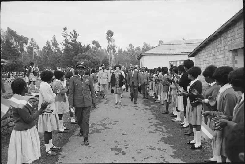 Queen Juliana of The Netherlands visiting girls school