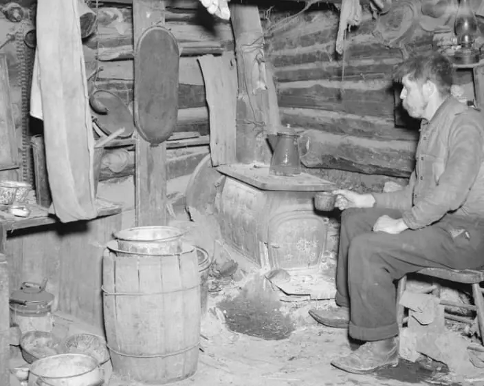 Buckboard Charlie in his shack
