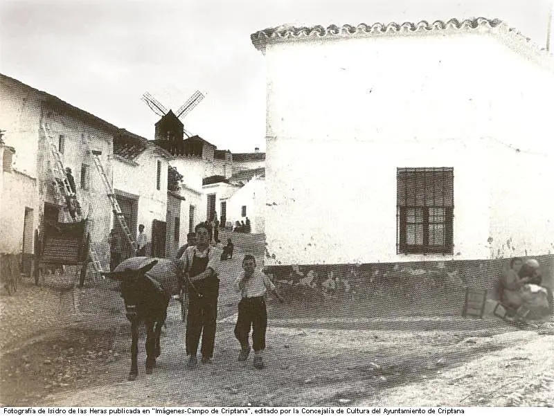 Muchacho y hombre con un borrico 
