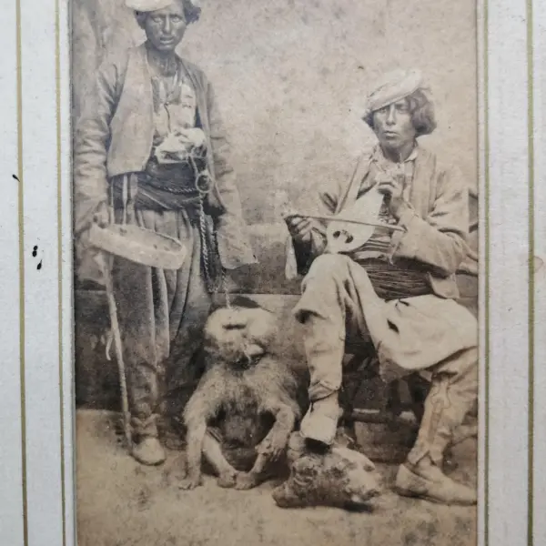 Muzicanți cu un babuin