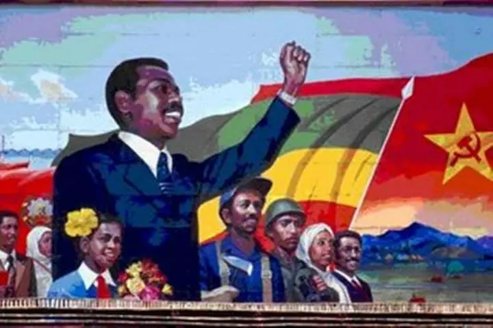 Communist mural displayed in Meskel square