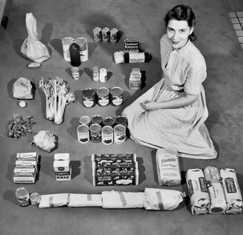 American Housewife with Weekly Food