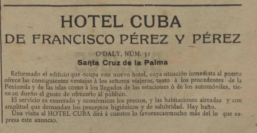 Publicidad. Hotel Cuba.