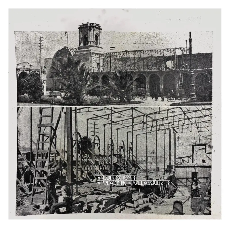 Construcción del segundo nivel del Portal de la Municipalidad. 