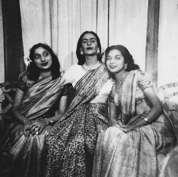 Frida Kahlo, Nayantara Sahgal and Rita Dar in Kahlo's house