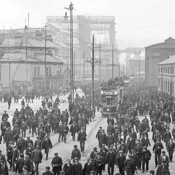 Workers at Harland & Wolff Shipyard