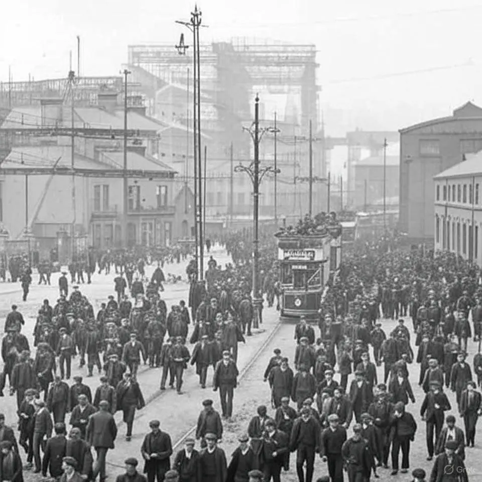 Workers at Harland & Wolff Shipyard