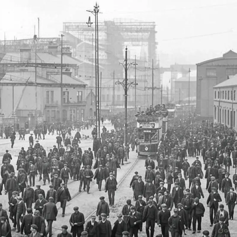 Workers at Harland & Wolff Shipyard
