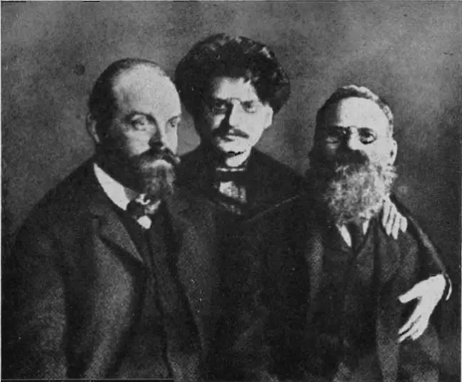 Trotsky with Alexander Parvus (left) and Leo Deutsch in prison