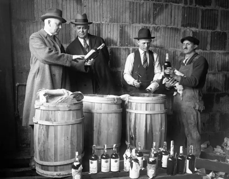 Confiscated liqour at the federal warehouse