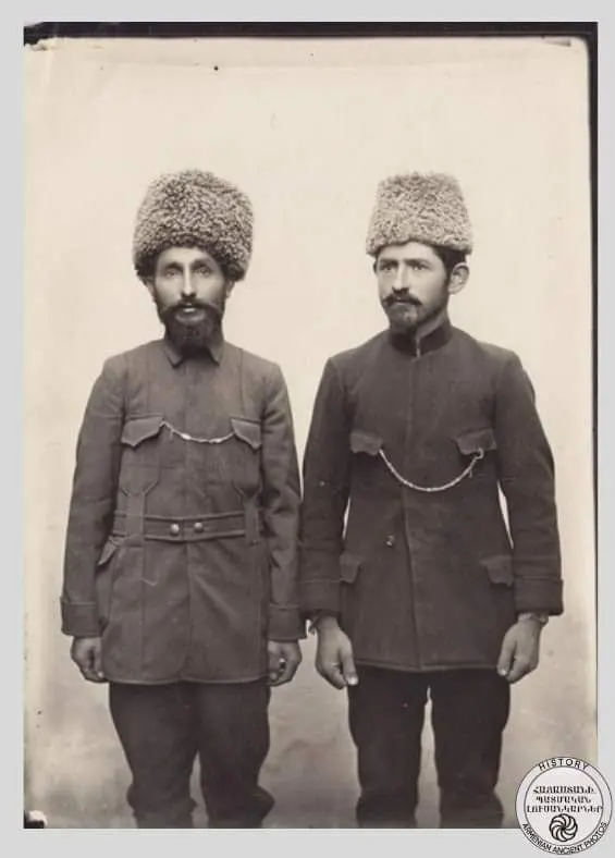 Ozmetzi Laton, head of Sparkert's self-defense group, with his friend, Sargis