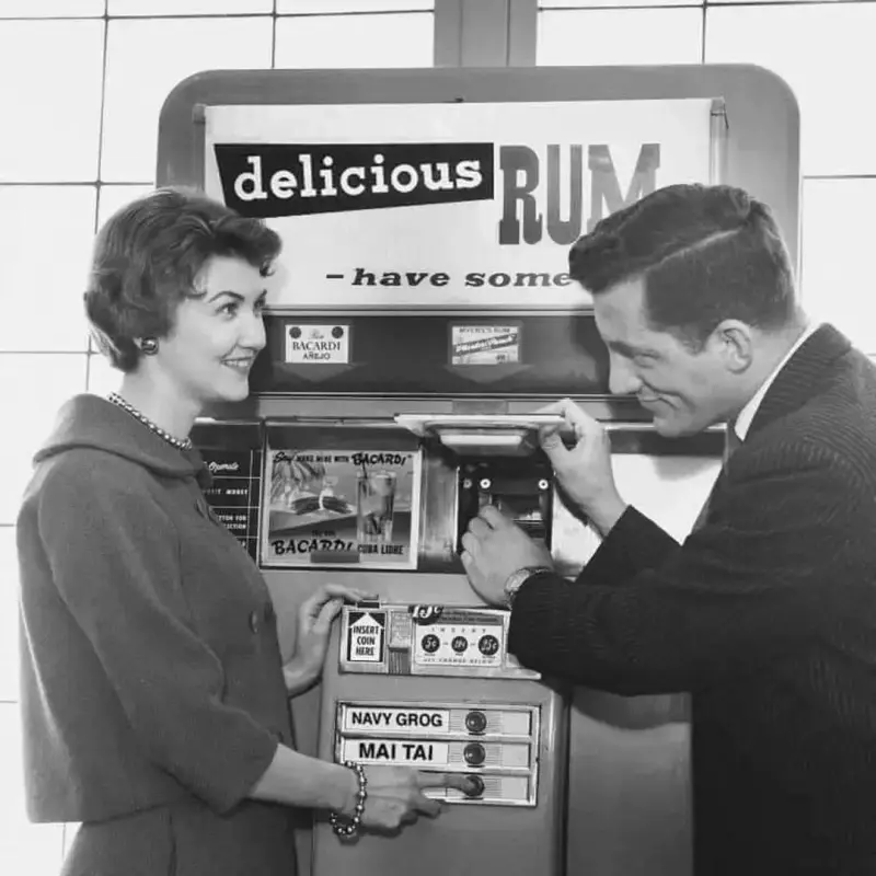 Vintage Vending Machine Selling Rum