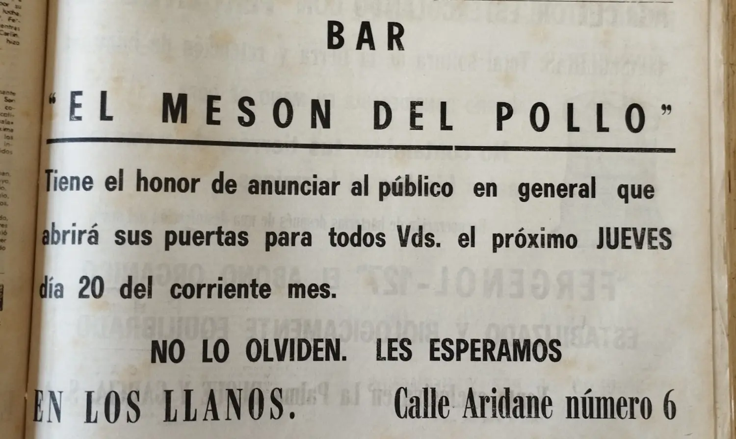 Publicidad el Mesón del pollo