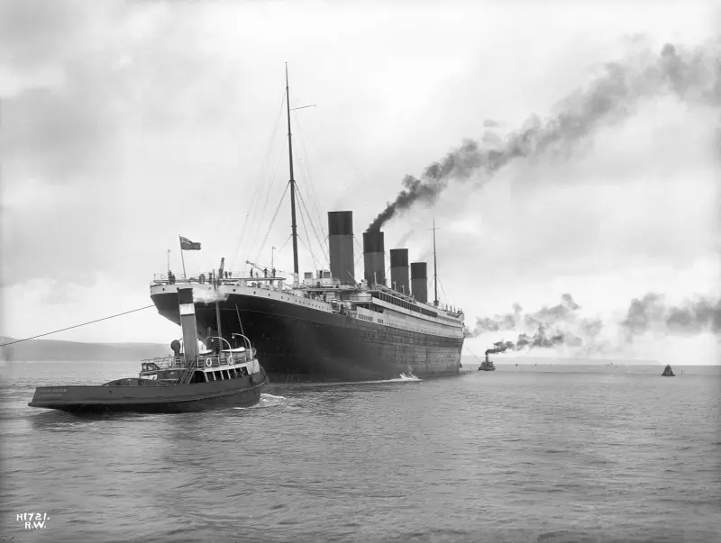 Titanic leaving Belfast for her sea trials on 2 April