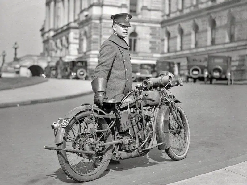 An officer with his Indian motorcycle 
