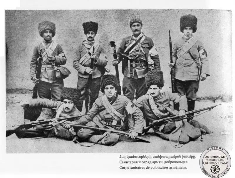 Sanitary group of Armenian volunteers during the genocide