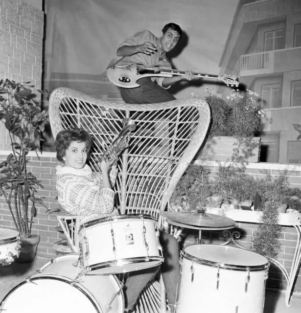 Italian singer Mina and Adriano Celentano