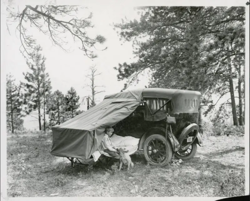 Family camping outfit in Genesee Park
