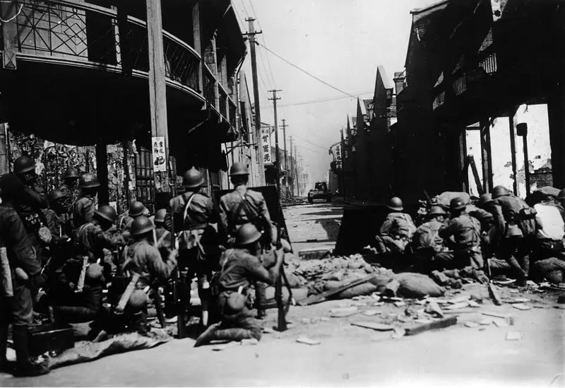 Japanese Soldiers Waiting for a Tank