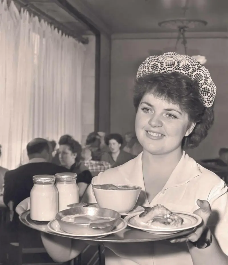 Waitress at a dairy cafe