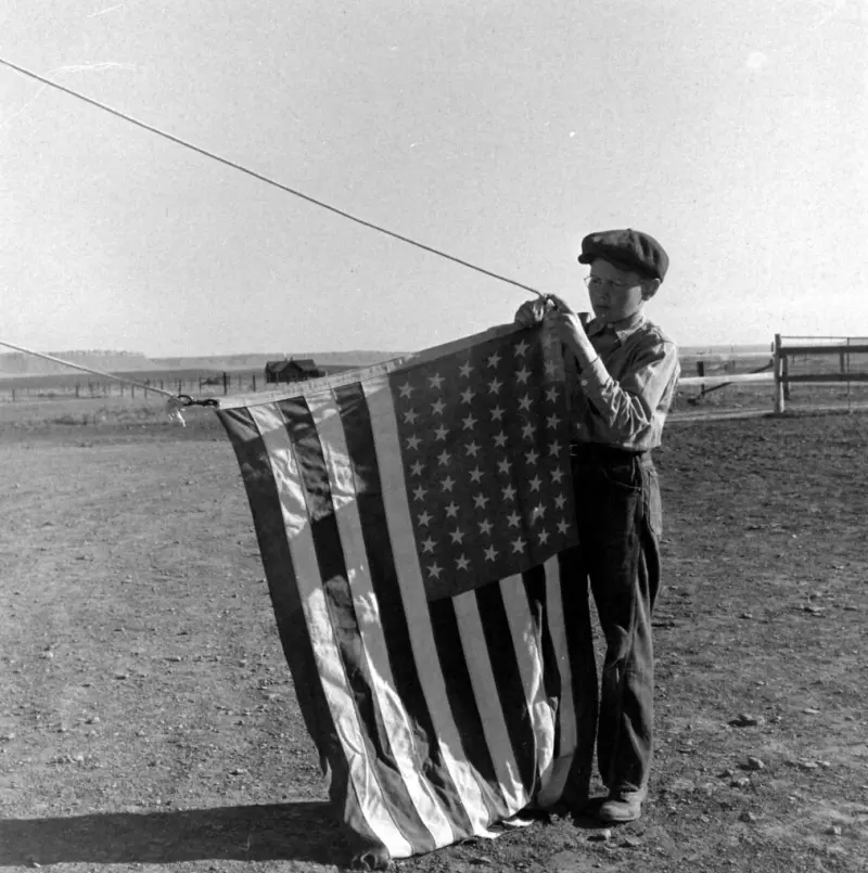 Preparing to raise the American flag