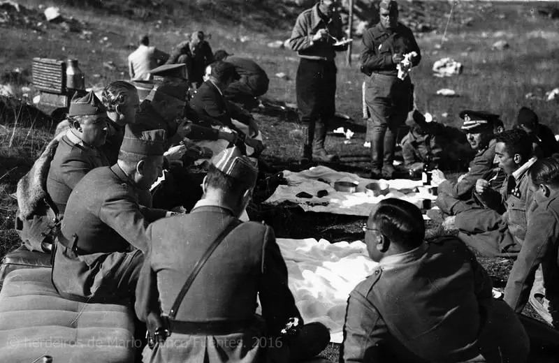 General Franco Having Lunch on the Front Line