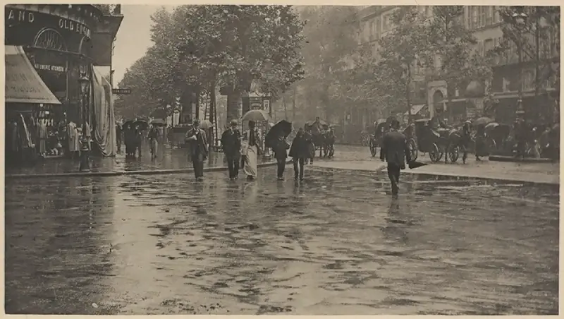 A Wet Day on the Boulevard