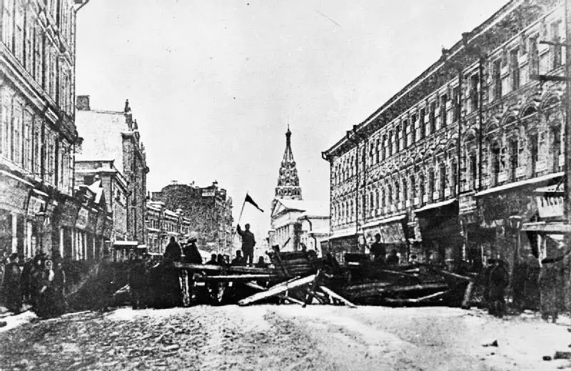 Barricade on the Arbat during the First Russian Revolution
