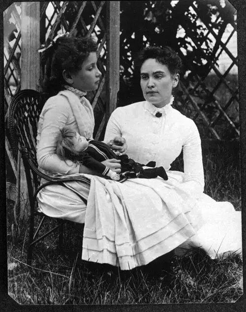 Keller (left) with Anne Sullivan vacationing