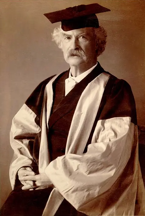 Twain in academic regalia for acceptance of the D.Litt. degree awarded him by Oxford University