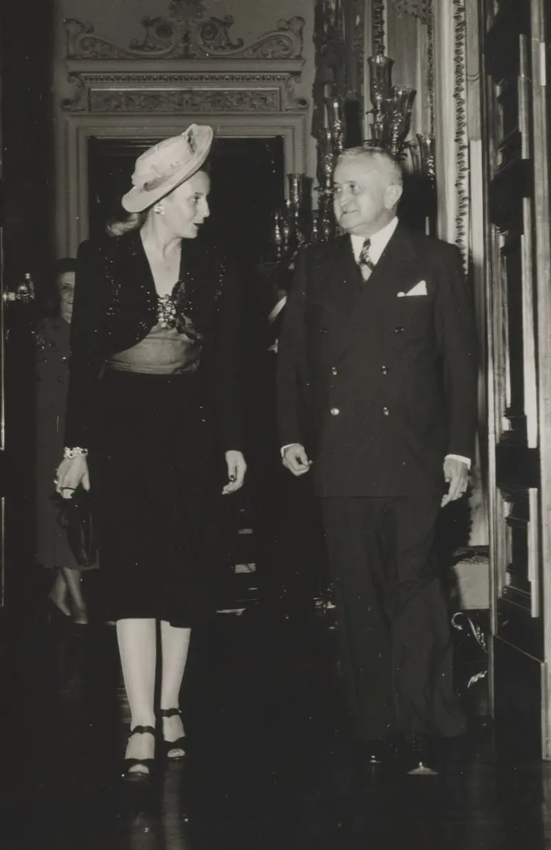 Eva Perón con el presidente brasileño Eurico Gaspar Dutra