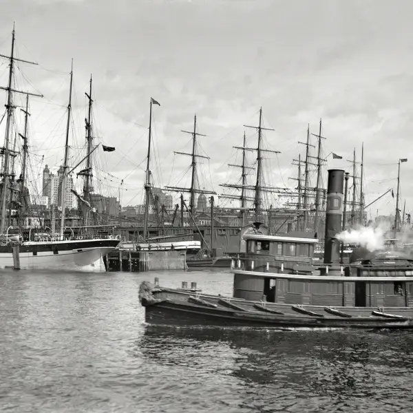 Shipping at East River docks.