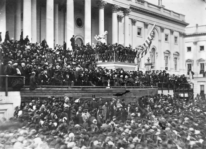 Lincoln's second inaugural address at the almost completed Capitol building