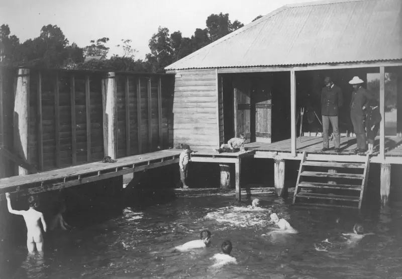 Ulverstone State School boys at swimming class,
