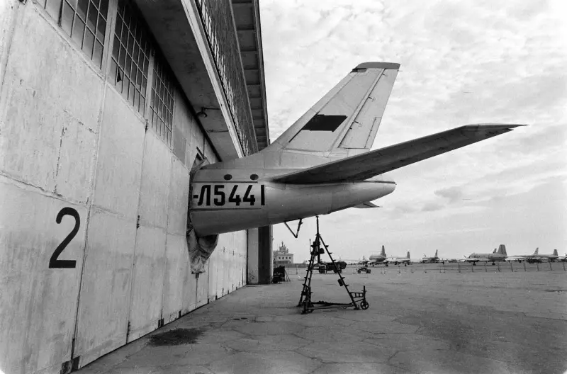 Tu-104 aircraft in a hangar