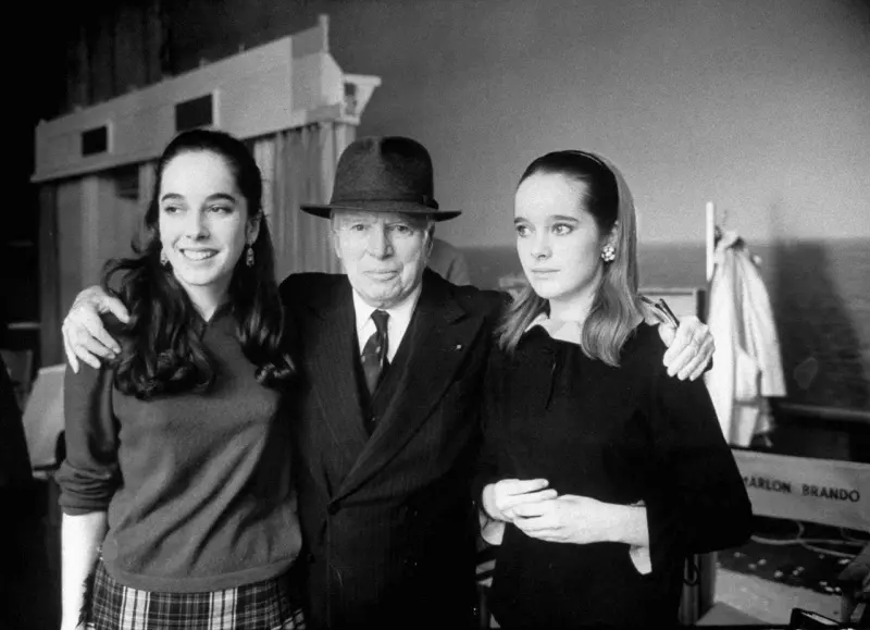 Charlie Chaplin with his daughters Josephine and Victoria