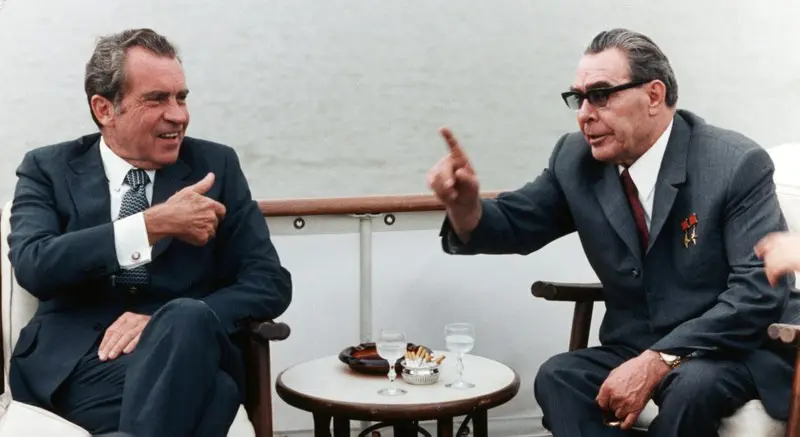 Richard Nixon and Leonid Brezhnev Aboard Yacht Sequoia