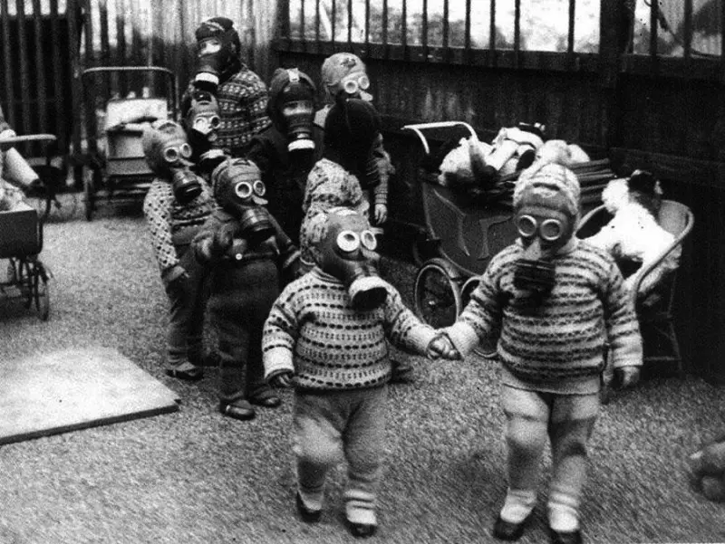 Children Who Went for a Walk Wearing Gas Masks